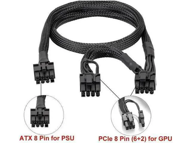 Alt view image 6 of 7 - PCI-E 8pin to Dual 8(6+2)Pin Power Supply Cable PCIe 8 Pin 1 to 2 Spliter ATX 8pin PSU to GPU PCIE 8Pin for RM1000 RM850 RM750 RM650 RM550 RM450