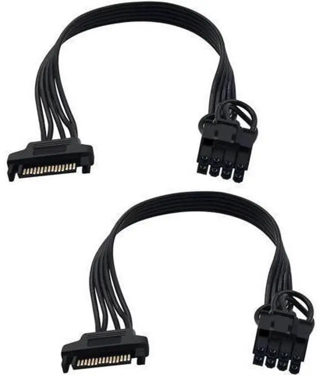 Main image of SATA to 8 Pin GPU Power Adapter, SATA to 8 Pin (6+2) PCIe Graphics Card Power Supply Cable 9-inch (Pack of 2)
