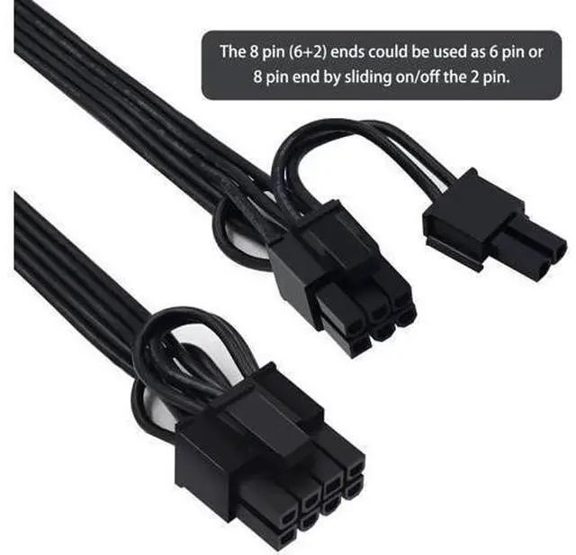 Alt view image 2 of 5 - SATA to 8 Pin GPU Power Adapter, SATA to 8 Pin (6+2) PCIe Graphics Card Power Supply Cable 9-inch (Pack of 2)