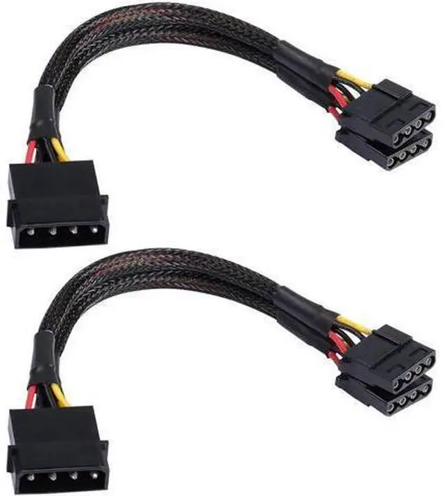 Main image of 4 Pin IDE Y Splitter Adapter Connecter Cable 4 Pin IDE Male to Dual Female Power Supply Extension Cable-23cm/9inch 2 pcs