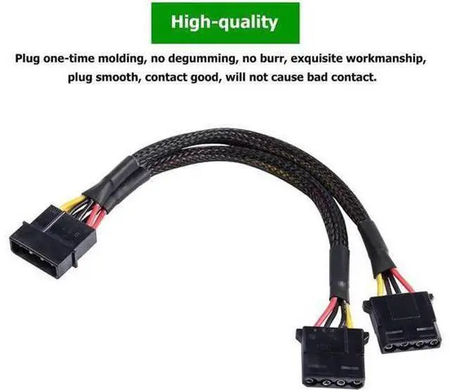 Alt view image 7 of 7 - 4 Pin IDE Y Splitter Adapter Connecter Cable 4 Pin IDE Male to Dual Female Power Supply Extension Cable-23cm/9inch 2 pcs