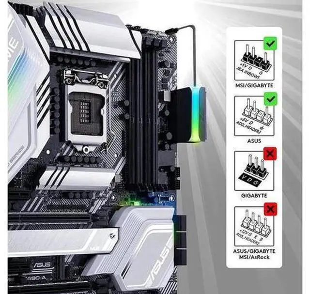 Alt view image 2 of 7 - 5V ARGB Synchronous Computer Motherboard ATX Power Supply 24 PIN 90 Degree Adapter 24 Pin Female to 24 Pin Male Connector Turn Steering Head