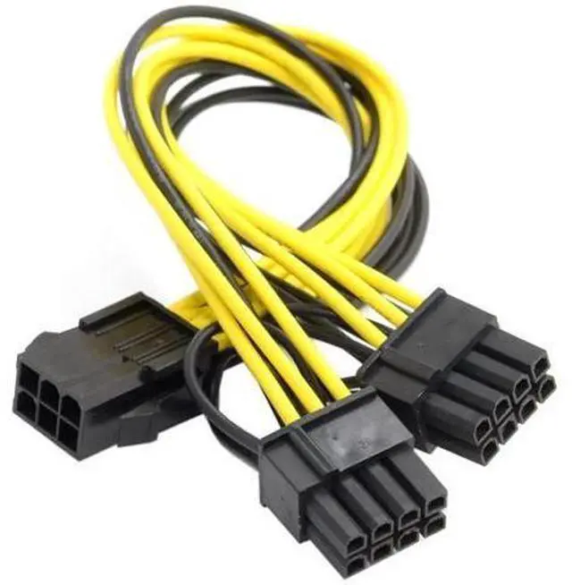 Alt view image 5 of 7 - ATX 6Pin Male to Dual 8Pin & 6Pin Female PCI-E PCI Express Video Graphics Card Extension Splitter Power Cable