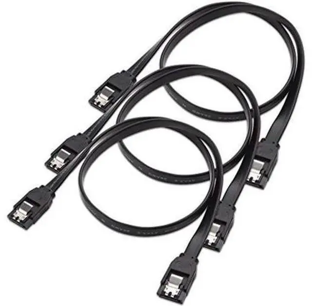 Main image of 3-pack straight sata iii 6.0 gbps sata cable (sata 3 cable) black - 24 inches