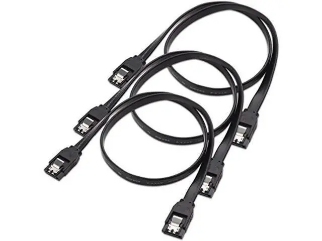Alt view image 3 of 3 - 3-pack straight sata iii 6.0 gbps sata cable (sata 3 cable) black - 24 inches