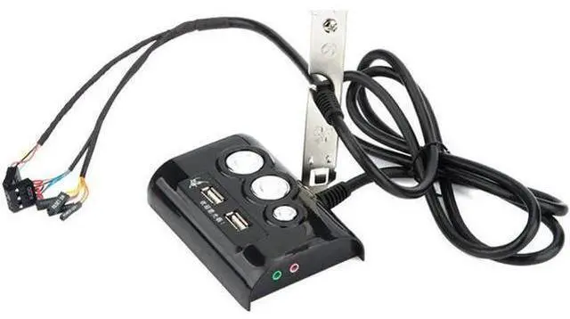 Alt view image 2 of 6 - Desktop Computer PC Case Power Supply on/off Reset Button Switch with Double USB and Audio Ports for Office Internet Cafes