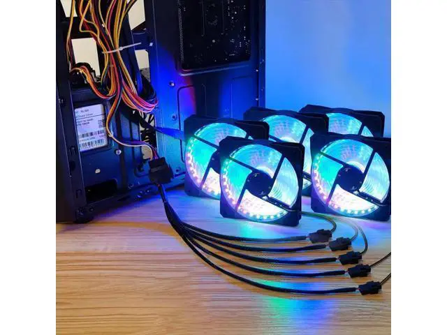 Alt view image 3 of 7 - SATA Cooler Fan Adapter Cable - 15 Pin to 3/4 Pin Fan Splitter - 1.1Ft (Black - 1 to 5)