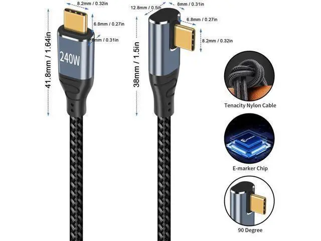 Alt view image 2 of 7 - USB C Cable Right Angle Short, 1.5ft 240W USB C to USB C Cable, 90 Degree USB C Charger Cable Fast Charging Type C to Type C Cable Compatible with MacBook & iPad Pro & Samsung