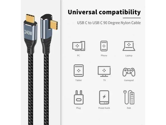 Alt view image 5 of 7 - USB C Cable Right Angle Short, 1.5ft 240W USB C to USB C Cable, 90 Degree USB C Charger Cable Fast Charging Type C to Type C Cable Compatible with MacBook & iPad Pro & Samsung