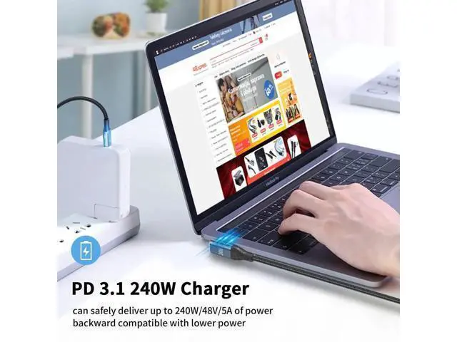 Alt view image 3 of 7 - USB C Cable Right Angle Short, 1.5ft 240W USB C to USB C Cable, 90 Degree USB C Charger Cable Fast Charging Type C to Type C Cable Compatible with MacBook & iPad Pro & Samsung