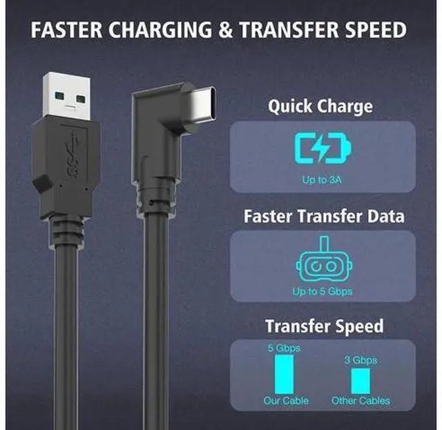 Alt view image 6 of 7 - for Oculus Link Cable 16FT (5M), VR USB 3.0 USB A to USB C for Quest 2 Link Headset Cable, USB 3.2 Type C to A High Speed Data Transfer & Fast Charging Cord Compatible for Quest 1/2 and Gaming PC VR