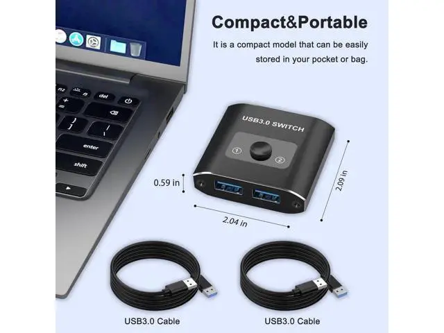 Alt view image 6 of 7 - USB 3.0 Switch, Bi-Directional USB Switcher, USB Splitter 1 in 2 Out/2 in 1 Out, Aluminum USB Switch 2 Computers Share Printer, Mouse, Keyboard, USB Sharing Switch with 2 USB 3.0 Cable