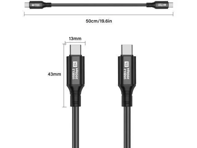 Alt view image 2 of 7 - USB C to USB C Cable USB 3.2 Type C 20Gbps PD 100W 8K@60Hz Data Fast Charging Cable for Phone, Tablet, Other USB C Devices (1M)