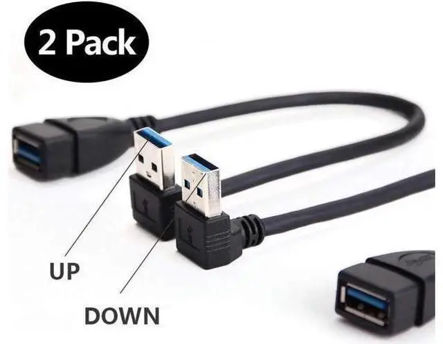 Main image of SuperSpeed USB 3.0 Extension Data Super Speed Cable USB 3.0 Male to Female Extension Data Cable Up and Down Angle 2PCS - 20CM 8IN