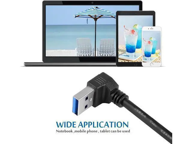 Alt view image 5 of 6 - SuperSpeed USB 3.0 Extension Data Super Speed Cable USB 3.0 Male to Female Extension Data Cable Up and Down Angle 2PCS - 20CM 8IN