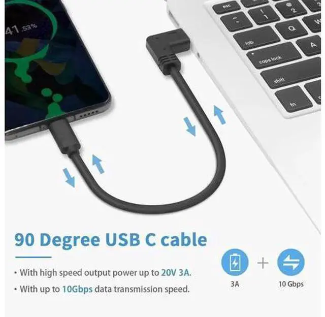 Alt view image 7 of 7 - USB C to USB C Cable Short 1ft, USB 3.1 Right Angle 90 Degree Type C Cable, 60W & 10Gbps Type C Fast Charger Cord Compatible for Galaxy S20, MacBook Pro