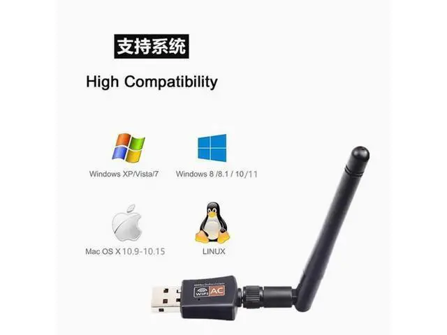Alt view image 2 of 4 - 5G dual-band wireless network card computer external usb wifi signal receiver AC600M RTL8811CU Built-in antenna