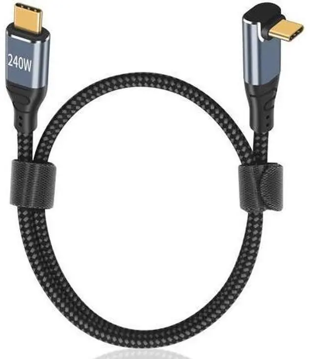 Main image of USB C 90 Degree Cable 1.5ft, 240W Fast Charging PD 3.1 Type C to Type C Cable Short Braided 3A 90 Degree Up Down Angle USB C Cable for iPad Pro Galaxy Air MacBook