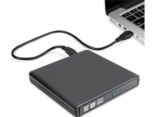 Alt view image 2 of 6 - External CD DVD Drive, USB 2.0 Portable CD/DVD Player for Laptop CD ROM Burner Compatible with Laptop Desktop PC Windows Linux OS Apple Mac Black