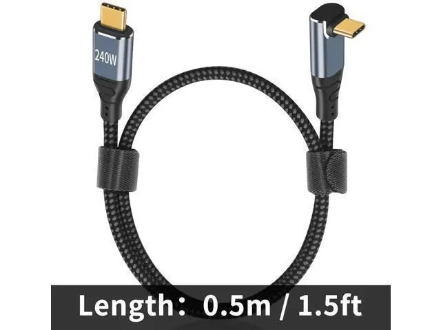Alt view image 7 of 7 - USB C 90 Degree Cable 1.5ft, 240W Fast Charging PD 3.1 Type C to Type C Cable Short Braided 3A 90 Degree Up Down Angle USB C Cable for iPad Pro Galaxy Air MacBook