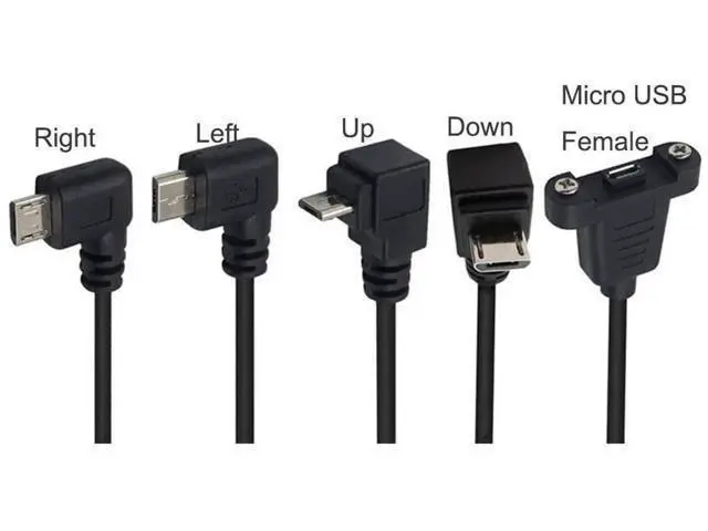 Alt view image 5 of 5 - 0.3 Meter Micro USB 5 Pin Extension Cable, Right Angle Micro USB Male to Female Extender Bolt Screw Lock Mount Cable, Sync Data & Charging
