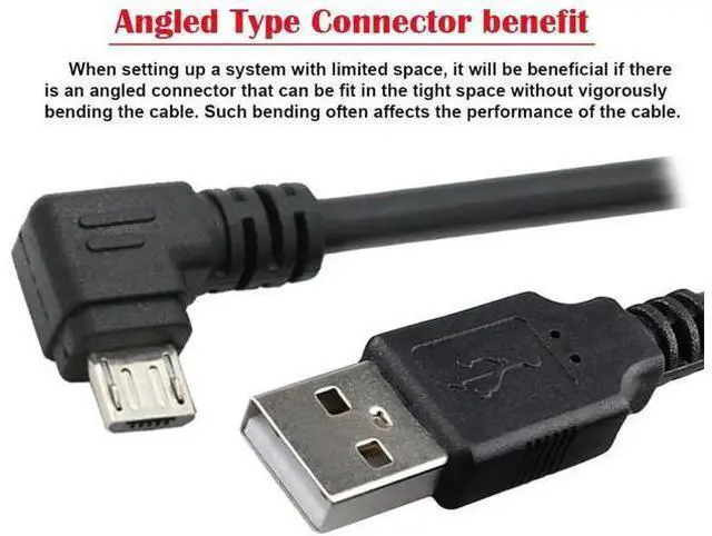 Alt view image 5 of 7 - Left Angled 90 Degree Micro USB 2.0 Type 5Pin to USB 2.0 Type-A Data Charge Cable 480Mbps Data for Phone Tablet Computer Camera (25cm)