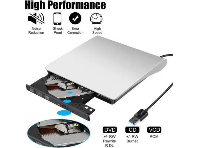 Alt view image 7 of 7 - External CD DVD Drive, USB 3.0 Portable CD/Dvd +/-Rw Drive Slim Dvd/CD Rom Rewriter DVD Burner For Laptop Desktop PC Windows 10/8/XP and Linux Mac Os