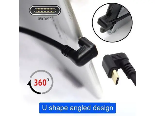 Alt view image 2 of 7 - USB-C USB 3.1 Type-C Male to USB 3.0-A Female 10Gbps OTG Data Power Cable Opposite U Shape Back Angled 20cm