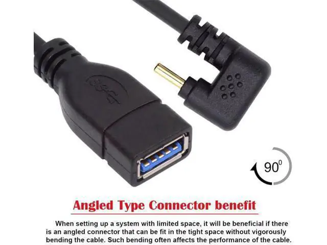 Alt view image 3 of 7 - USB-C USB 3.1 Type-C Male to USB 3.0-A Female 10Gbps OTG Data Power Cable Opposite U Shape Back Angled 20cm