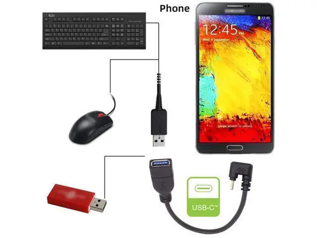 Alt view image 4 of 7 - USB-C USB 3.1 Type-C Male to USB 3.0-A Female 10Gbps OTG Data Power Cable Opposite U Shape Back Angled 20cm