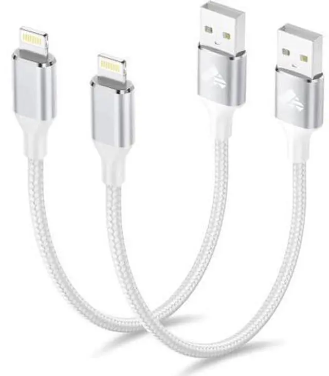 Main image of Aioneus Short iPhone Charger Cord 1ft 2Pack, Apple Certified USB A to Lightning Cable 1 Foot Nylon Braided Short iPhone Cable Fast Charging for iPhone 14 13 12 11 Pro Max XR XS 8 7 6 Plus SE