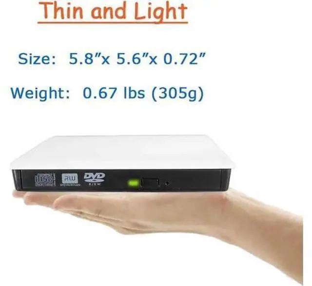 Alt view image 7 of 7 - External CD Drive, USB 3.0 Portable CD DVD Drive Slim CD DVD ROM Rewriter Burner Superdrive High Speed Data Transfer for Laptop Desktop MacBook PC Windows Linux Os Mac Os