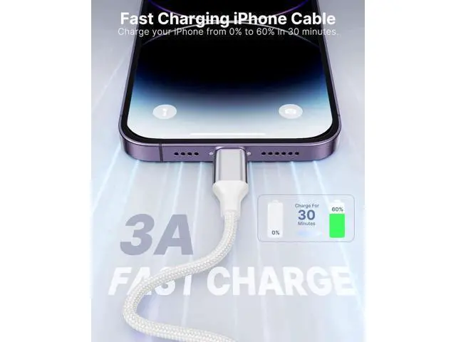 Alt view image 7 of 7 - Aioneus Short iPhone Charger Cord 1ft 2Pack, Apple Certified USB A to Lightning Cable 1 Foot Nylon Braided Short iPhone Cable Fast Charging for iPhone 14 13 12 11 Pro Max XR XS 8 7 6 Plus SE