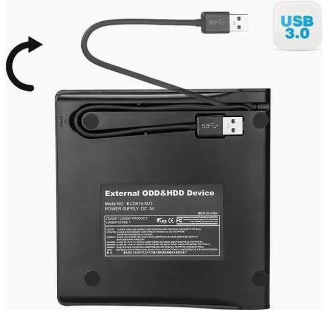 Alt view image 7 of 7 - USB 3.0 External DVD Drive Portable External Optical Drive CD DVD RW ROM Player