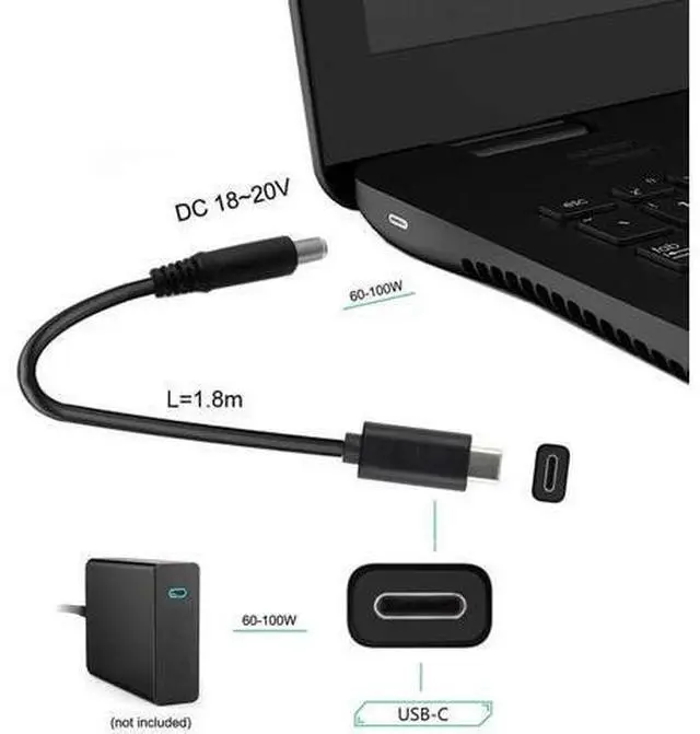 Alt view image 4 of 7 - Type C USB-C Input to 20V DC 5.5 2.1mm Power PD Charge Cable for Laptop Notebook