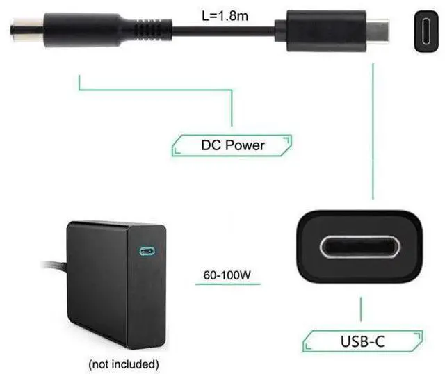 Alt view image 6 of 7 - Type C USB-C Input to 20V DC 5.5 2.1mm Power PD Charge Cable for Laptop Notebook