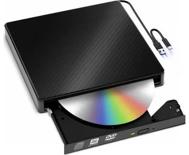 Main image of AUTYUE External CD/DVD Drives, USB 3.0 & Type-C CD DVD Burner Portable CD +/-RW Drive DVD Player for ROM Rewriter Burner Compatible with Laptop Desktop PC Windows 11/10/8/7/XP, Linux MacOS
