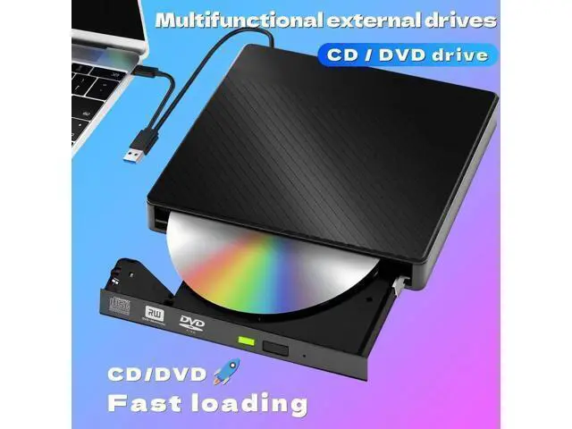 Alt view image 3 of 7 - AUTYUE External CD/DVD Drives, USB 3.0 & Type-C CD DVD Burner Portable CD +/-RW Drive DVD Player for ROM Rewriter Burner Compatible with Laptop Desktop PC Windows 11/10/8/7/XP, Linux MacOS