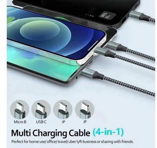 Alt view image 4 of 7 - Puxnoin Multi Charging Cable 6FT 2Pack Multi Charger Cable 4 in 1 Universal Multiple USB Cable Fast Charging Cord with Type-C, Micro USB Port for Most Cell Phone, Tablets