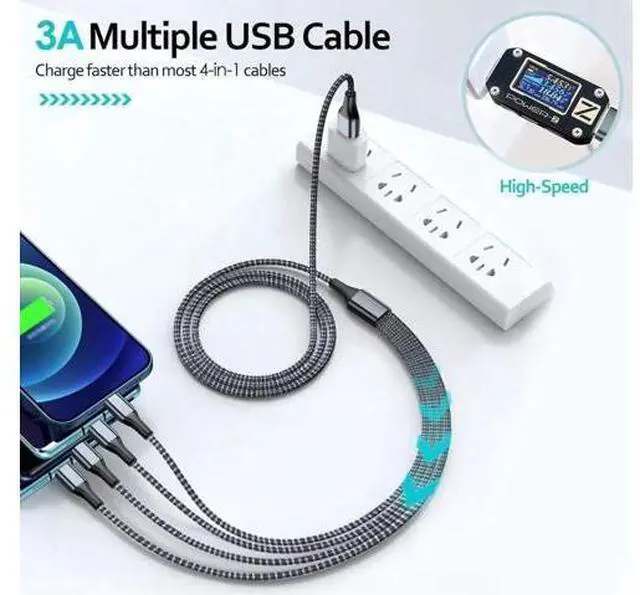 Alt view image 6 of 7 - Puxnoin Multi Charging Cable 6FT 2Pack Multi Charger Cable 4 in 1 Universal Multiple USB Cable Fast Charging Cord with Type-C, Micro USB Port for Most Cell Phone, Tablets