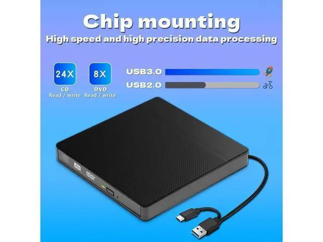 Alt view image 6 of 7 - AUTYUE External CD/DVD Drives, USB 3.0 & Type-C CD DVD Burner Portable CD +/-RW Drive DVD Player for ROM Rewriter Burner Compatible with Laptop Desktop PC Windows 11/10/8/7/XP, Linux MacOS