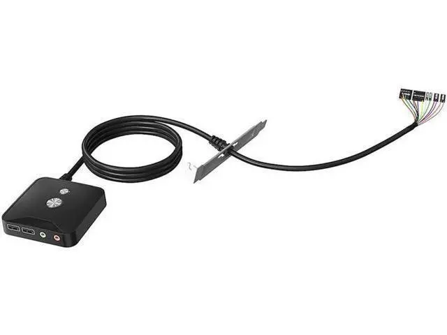 Alt view image 7 of 7 - Desktop Computer Switch Button Extension Cord with Dual USB Audio Desktop Host External On/Off Start / Reset /Audio Button Paste Type Computer Switch