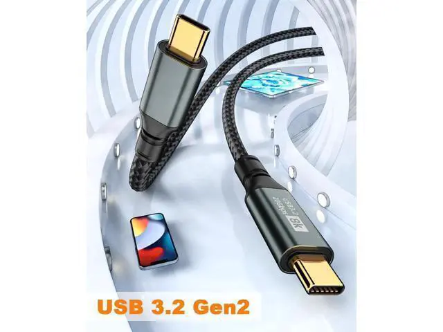 Alt view image 4 of 7 - Short USB C to USB C Cable 1.5ft, 20Gbps Data Transfer & 100W USB 3.2 Gen 2 Type C to Type C Fast Charger Cable Nylon Braided Support 8K@60Hz Video for Thunderbolt3, MacBook Pro