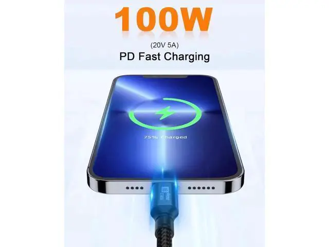 Alt view image 5 of 7 - Short USB C to USB C Cable 1.5ft, 20Gbps Data Transfer & 100W USB 3.2 Gen 2 Type C to Type C Fast Charger Cable Nylon Braided Support 8K@60Hz Video for Thunderbolt3, MacBook Pro