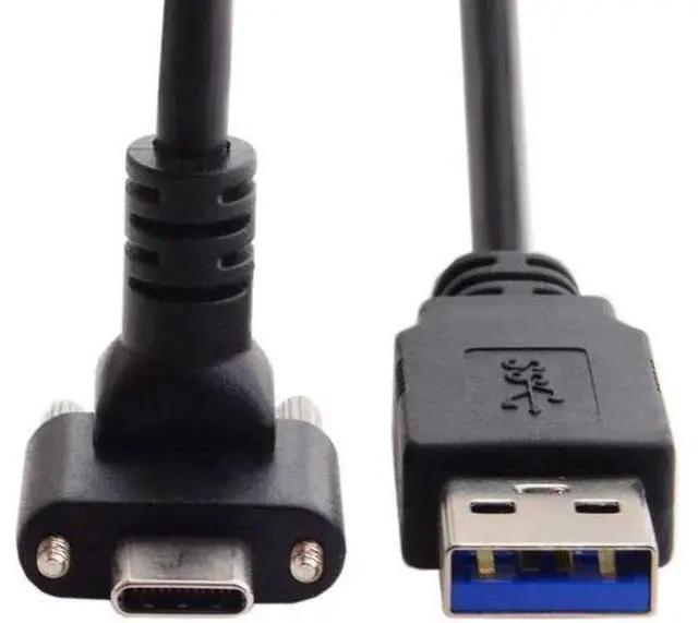 Main image of Down Up Angled USB 3.1 Type-C Dual Screw Locking to Standard USB3.0 Data Cable 90 Degree Compatible for Camera 120cm