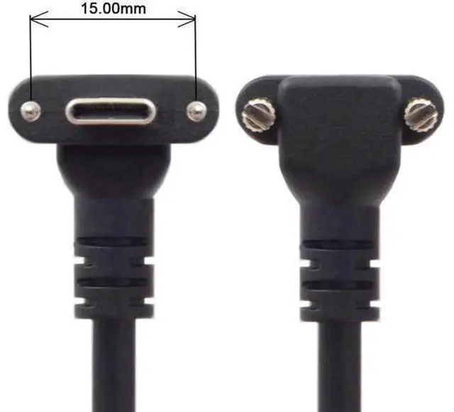 Alt view image 2 of 7 - Down Up Angled USB 3.1 Type-C Dual Screw Locking to Standard USB3.0 Data Cable 90 Degree Compatible for Camera 120cm