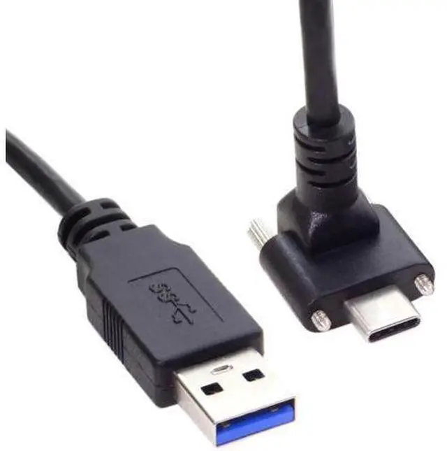 Alt view image 6 of 7 - Down Up Angled USB 3.1 Type-C Dual Screw Locking to Standard USB3.0 Data Cable 90 Degree Compatible for Camera 120cm