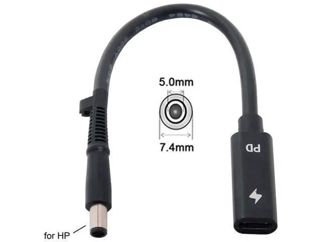 Alt view image 2 of 7 - Type C USB-C Female Input to DC Power PD Charge Cable fit for Laptop 18-20V (7.4x5.0mm)