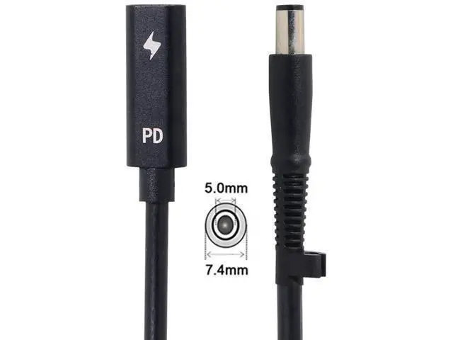 Alt view image 3 of 7 - Type C USB-C Female Input to DC Power PD Charge Cable fit for Laptop 18-20V (7.4x5.0mm)