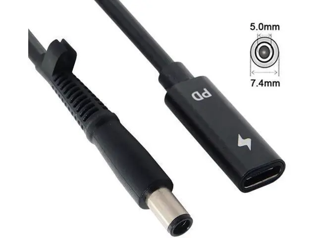 Alt view image 4 of 7 - Type C USB-C Female Input to DC Power PD Charge Cable fit for Laptop 18-20V (7.4x5.0mm)